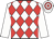 White & red diamonds, white sleeves, hooped cap