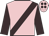 Pink, brown sash & sleeves, brown spots on cap