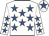 White, royal blue stars, royal blue star on cap