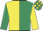 Emerald green & yellow halved, sleeves reversed, check cap