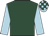 Dark green, light blue sleeves, check cap