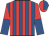 Royal blue and red stripes, red and royal blue halved sleeves and cap