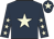 Dark blue, beige star, dark blue sleeves, beige stars, dark blue cap, beige star