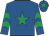 Royal blue, emerald green star, emerald green  chevrons on sleeves, royal blue cap, emerald green star