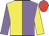 Mauve & yellow halved, sleeves reversed, yellow star on cap
