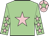 Light green, pink star, pink stars on sleeves, pink cap, light green star