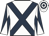 White, dark blue cross sashes, diabolo on sleeves, hooped cap