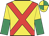 Yellow, red cross sashes, emerald green & yellow halved sleeves, emerald green & yellow quartered cap