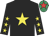 Black, yellow star, yellow stars on sleeves, emerald green cap, red star