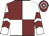 White & maroon quartered, maroon chevrons on sleeves, maroon & white hooped cap