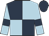 Dark blue and light blue (quartered), light blue sleeves, dark blue armlets, dark blue cap
