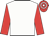 white, red sleeves, hooped cap