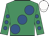 Emerald green, large royal blue spots, emerald green sleeves, royal blue spots, white cap