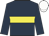 Dark blue, yellow hoop, white cap