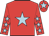 Red, light blue star, red sleeves, light blue stars, red cap, light blue star