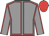 Grey body, red seams, grey arms, red seams, red cap
