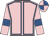 Pink, royal blue seams and armlets, quartered cap