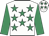 White, emerald green stars, sleeves and stars on cap