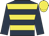 dark blue, yellow hoops, dark blue sleeves, yellow cap