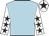 Light blue, white sleeves, black stars, white cap, black star