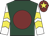 Dark green, maroon disc, white sleeves, yellow chevrons, maroon cap, yellow star