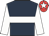 Dark blue, white hoop, white sleeves, red cap, white star