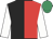 Red & black halved, white sleeves, emerald green cap