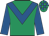 Emerald green, royal blue chevron & sleeves, check cap