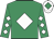 Emerald green, white diamond, white diamonds on sleeves, white cap, emerald green diamond