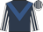 Dark blue, royal blue chevron, white and dark blue striped sleeves and cap