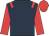Dark blue, red epaulets, sleeves and cap