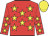red, yellow stars, yellow cap