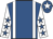 Royal blue, white braces, white sleeves, royal blue stars, royal blue cap, white star