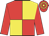 Red body, yellow quartered, red arms, red cap, yellow hooped