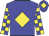 Blue, yellow diamond, checked sleeves, blue cap, yellow diamond