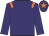 Purple body, orange epaulettes, purple arms, purple cap, orange star