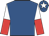 Royal blue, white and red halved sleeves, royal blue cap, white star