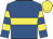 Royal blue, yellow hoop, hooped sleeves, yellow cap