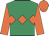 Emerald green, orange triple diamond, sleeves and cap