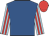 Royal blue, light blue and red striped sleeves, red cap