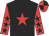 Black body, red star, red arms, black stars, red cap, black quartered