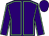 Purple body, light green seams, purple arms, light green seams, purple cap