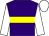 Purple body, yellow hoop, white arms, white cap