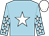 light blue, white star, light blue arms, white stars, white cap
