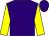 Purple body, yellow arms, purple cap