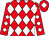 red and white diamonds, red cap, white diamond