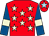 Red, beige stars, royal blue sleeves, beige armlet, red cap, light blue star