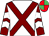 White,maroon cross sashes,maroon slvs,white chevrons,emGreen & red qtd cap