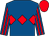 Royal blue, red triple diamond, striped sleeves, red cap