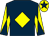 Dark blue, yellow diamond, yellow sleeves, dark blue diabolo, yellow cap, dark blue star